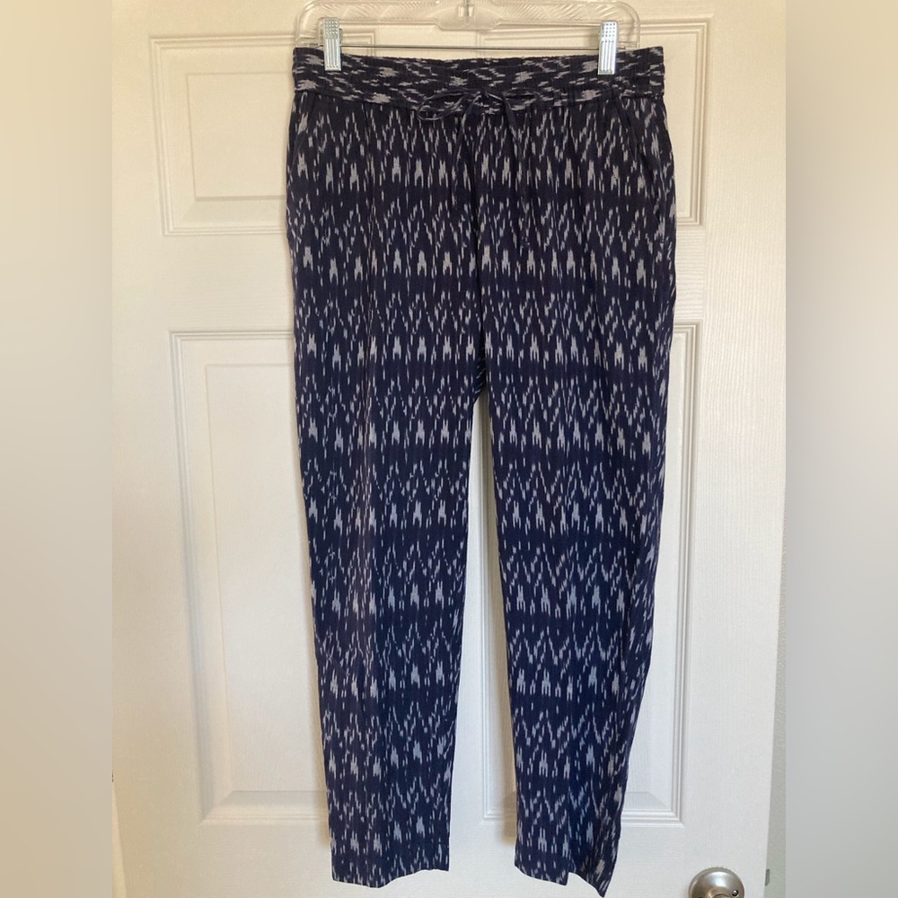 LOFT Navy and white drawstring straight leg pants.  Size XS